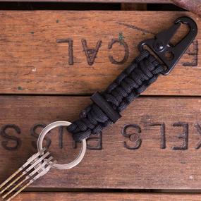 img 3 attached to 🔐 Premium Quality Black Paracord Carabiner Survival Keychain Lanyard - Military Grade Type III 7 Strand 550 Lb Test Cord - Top-Rated Outdoor Gear by Bomber and Company