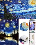 🖼️ комплект для творчества diamond painting размером 12х16 дюймов - звёздная ночь, бриллиантовое искусство винсента ван гога - огромный набор для вышивки крестом с кристаллами для декора стены в доме логотип