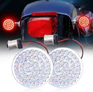 🚦 2 inch rear red led brake turn signal insert - bullet style 1156 - compatible with harley sportster xl883 2002-2014 & fxd dyna super glide 2002-2010 logo
