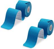 2-pack of kinesiology tape: precut athletic tapes for muscles & joints - physical therapy support for knee, ankle, shoulder, back, plantar fasciitis - latex-free, water-resistant - 40 blue strips логотип