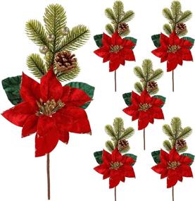 img 4 attached to Winemana Christmas Evergreen Ornaments Poinsettia
