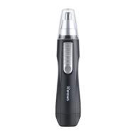 💇 ultimate pain-free nose and ear hair trimmer clipper for men and women - premium battery-operated design with powerful motor, brush, and protective cap logo