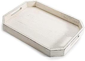 img 1 attached to 🍽️ Whitewashed Serving Tray with Cut-Out Handles by MyGift