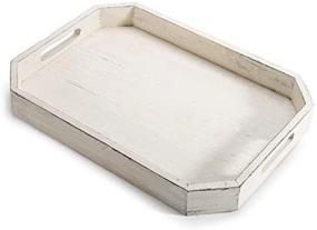 img 4 attached to 🍽️ Whitewashed Serving Tray with Cut-Out Handles by MyGift