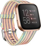 👟 nanw fitbit versa/versa 2 woven fabric bands: replacement strap for women & men logo