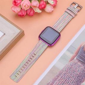 img 2 attached to 👟 NANW Fitbit Versa/Versa 2 Woven Fabric Bands: Replacement Strap for Women & Men