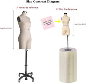 img 1 attached to 👗 DE-LIANG Half Scale Miniature Dress Form for Sewing, 1:2 Half Size Seamstress Mannequin, Non-Pinable Tailor Dummy, 43cm Beige Female Torso Model for Draping