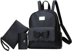 img 4 attached to KKXIU Bowknot Fashion Leather Backpack