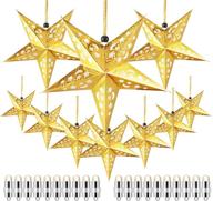 10-piece gold paper star lantern lampshade, christmas 3d hanging decoration, star light paper lanterns with 20 led party lights for christmas party supplies and home decor логотип