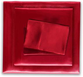 img 4 attached to 🛏️ Honeymoon Luxury Satin Bed Sheet Set - Ultra Silky Soft Queen Size - Red