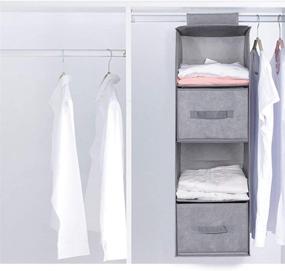 img 1 attached to 🧺 Aoolife Hanging Closet Organizer - Lightweight Linen Cloth, Breathable and Collapsible Storage Solution for Socks, Clothes, Bras, Toys, and More - Includes 4 Shelves and 2 Drawers