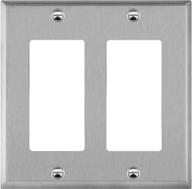 🔳 enerlites 2-gang 4.50x4.57 metal wall plate, corrosion resistant, ul listed, 7732, 430 stainless steel, silver - decorator switch/receptacle outlet logo