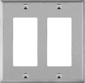 img 4 attached to 🔳 ENERLITES 2-Gang 4.50x4.57 Metal Wall Plate, Corrosion Resistant, UL Listed, 7732, 430 Stainless Steel, Silver - Decorator Switch/Receptacle Outlet