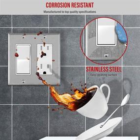 img 2 attached to 🔳 ENERLITES 2-Gang 4.50x4.57 Metal Wall Plate, Corrosion Resistant, UL Listed, 7732, 430 Stainless Steel, Silver - Decorator Switch/Receptacle Outlet