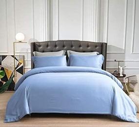 img 2 attached to 🛏️ Find the Perfect 3 Piece Duvet Cover Set: JÁCLER Full Size - Breathable, Wrinkle Free, and Stain Resistant - Light Blue