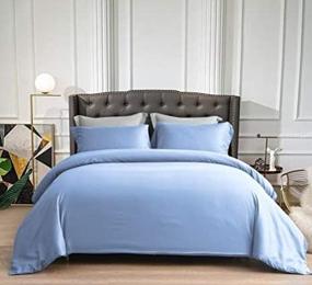 img 3 attached to 🛏️ Find the Perfect 3 Piece Duvet Cover Set: JÁCLER Full Size - Breathable, Wrinkle Free, and Stain Resistant - Light Blue