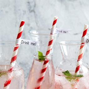 img 1 attached to Webake Paper Straws Biodegradable Bulk 200 Red Striped Drinking Straws - Eco-Friendly Alternative to Plastic Straws for Valentine's Day Party, Cake Pop Sticks