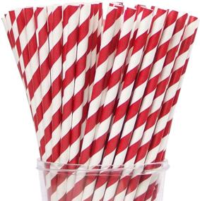 img 4 attached to Webake Paper Straws Biodegradable Bulk 200 Red Striped Drinking Straws - Eco-Friendly Alternative to Plastic Straws for Valentine's Day Party, Cake Pop Sticks