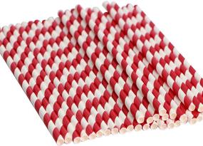 img 3 attached to Webake Paper Straws Biodegradable Bulk 200 Red Striped Drinking Straws - Eco-Friendly Alternative to Plastic Straws for Valentine's Day Party, Cake Pop Sticks