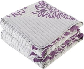 img 1 attached to 🌸 Comfort Spaces Enya Quilt Set - Floral Print Channel Stitching Design, Lightweight Coverlet for All Seasons, Cozy Bedding with Matching Shams, Decorative Pillows - Full/Queen (90"x90"), Purple 3 Piece