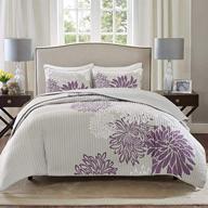 🌸 comfort spaces enya quilt set - floral print channel stitching design, lightweight coverlet for all seasons, cozy bedding with matching shams, decorative pillows - full/queen (90"x90"), purple 3 piece logo
