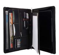 zipper leather portfolio with removable tablet holder logo