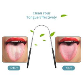 img 1 attached to Set of 4 Stainless Steel Tongue Scrapers - Effective Bad Breath Reduction for Adults and Kids - Oral Tongue Cleaners/Brushes - Reusable Tongue Cleaning Tool for Enhanced Oral Hygiene
