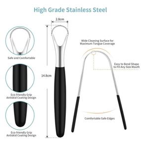 img 3 attached to Set of 4 Stainless Steel Tongue Scrapers - Effective Bad Breath Reduction for Adults and Kids - Oral Tongue Cleaners/Brushes - Reusable Tongue Cleaning Tool for Enhanced Oral Hygiene