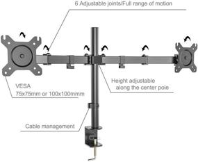 img 2 attached to Gibbon Dual Monitor Stand - Полное движение артикулированного мониторного кронштейна для 2 экранов, основа на зажиме-с