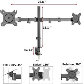 img 1 attached to Gibbon Dual Monitor Stand - Полное движение артикулированного мониторного кронштейна для 2 экранов, основа на зажиме-с
