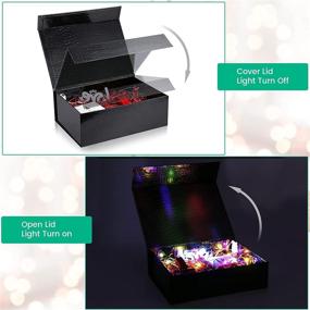 img 3 attached to 🎁 Large Black Bridesmaid Proposal Gift Box Set - Wine Shredded Paper, Red Ribbon, LED Light and Gift Card Box with Lid (12.5-Inch)