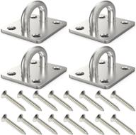 🔩 set of 4, 2 x 1.6 inch, heavy-duty 304 stainless steel ceiling hooks pad eyes plate, ideal for marine hardware, complete with screws logo