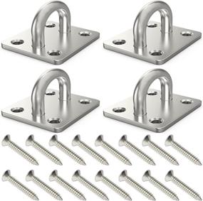 img 4 attached to 🔩 Set of 4, 2 x 1.6 Inch, Heavy-Duty 304 Stainless Steel Ceiling Hooks Pad Eyes Plate, Ideal for Marine Hardware, Complete with Screws