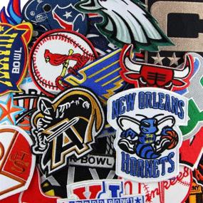 img 3 attached to 🎭 48 Random Logo Iron/Sew on Patch Set: Flags, Space, Cars, Music Bands, Cute Logos, Movies, Cartoons, Texts, Animals, Sports, Flowers, and Others - Embroidered Patches for Ironing/Sewing