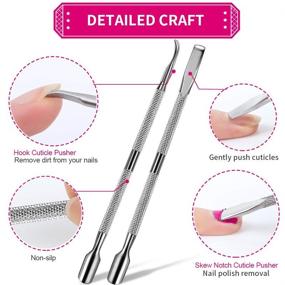 img 1 attached to 🔪 FANDAMEI 4 PCS Cuticle Pusher and Cutter Set: Professional Stainless Steel Tools for Dead Skin Nail Cleaning, Durable Pedicure Manicure Kit