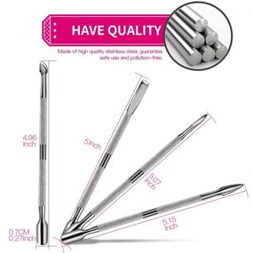 img 3 attached to 🔪 FANDAMEI 4 PCS Cuticle Pusher and Cutter Set: Professional Stainless Steel Tools for Dead Skin Nail Cleaning, Durable Pedicure Manicure Kit