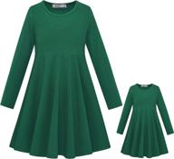 modaioo matching dolls & girls long sleeve dress: trendy a-line skater twirly casual solid dresses for kids logo