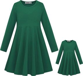 img 4 attached to ModaIoo Matching Dolls & Girls Long Sleeve Dress: Trendy A-Line Skater Twirly Casual Solid Dresses for Kids