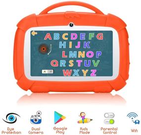 img 1 attached to 📱 Padgene Kids Tablet 7 Inch - Android 9.0, Parental Control, Kids Mode, WiFi, Learning Games, Camera, IPS HD Display, 1 GB+16GB, with Kid-Proof Case (Orange)