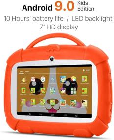 img 2 attached to 📱 Padgene Kids Tablet 7 Inch - Android 9.0, Parental Control, Kids Mode, WiFi, Learning Games, Camera, IPS HD Display, 1 GB+16GB, with Kid-Proof Case (Orange)