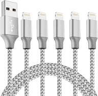 🔌 5 pack 6ft mfi certified lightning charging cables for iphone - high-speed data cord compatible with iphone 12 mini 11 pro max xs xr x 8 7 6s 6 plus se 5s 5 ipad airpods pro logo