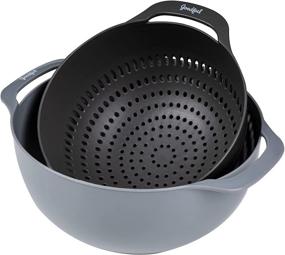 img 2 attached to 🍲 Food-Safe 2-in-1 Colander & Bowl Set, Dishwasher Safe - Ideal for Straining Pasta, Fruits, Vegetables, and More