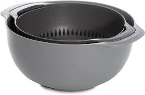 img 4 attached to 🍲 Food-Safe 2-in-1 Colander & Bowl Set, Dishwasher Safe - Ideal for Straining Pasta, Fruits, Vegetables, and More