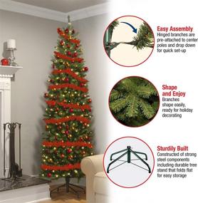 img 2 attached to National Tree Company 7.5ft Pre-Lit Slim Christmas Tree - Green Kingswood Fir with White Lights & Stand