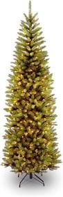 img 4 attached to National Tree Company 7.5ft Pre-Lit Slim Christmas Tree - Green Kingswood Fir with White Lights & Stand