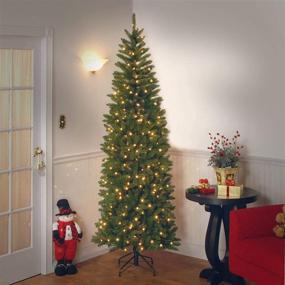 img 1 attached to National Tree Company 7.5ft Pre-Lit Slim Christmas Tree - Green Kingswood Fir with White Lights & Stand