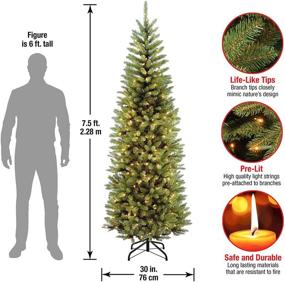 img 3 attached to National Tree Company 7.5ft Pre-Lit Slim Christmas Tree - Green Kingswood Fir with White Lights & Stand