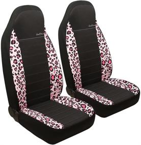 img 4 attached to Stylish GIANT PANDA Pink Leopard Print Seat Covers for Cars & SUVs - High Back, Airbag Compatible