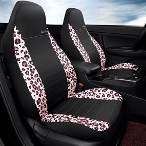 img 3 attached to Stylish GIANT PANDA Pink Leopard Print Seat Covers for Cars & SUVs - High Back, Airbag Compatible