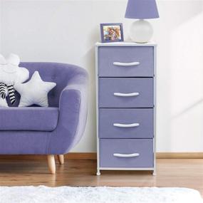 img 1 attached to 🏢 Purple Sorbus Dresser Storage Tower for Bedroom Organization: Steel Frame, Wood Top, Fabric Bins